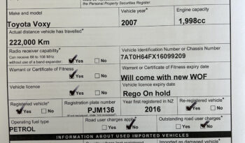 
									Toyota Voxy 2007 Self Contained Campervan full								