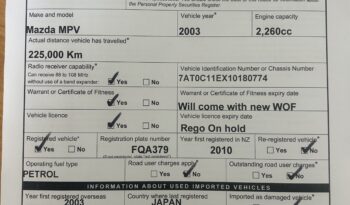 
									Mazda MPV 2003 Self Contained Campervan full								