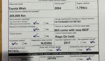 
									Toyota Wish 2004 Self Contained Campervan full								