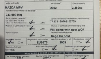 
									Mazda MPV 2002 Self Contained Campervan full								