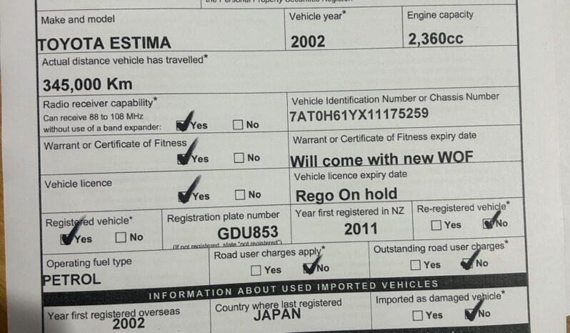 
								Toyota Estima 2002 Self Contained Campervan full									