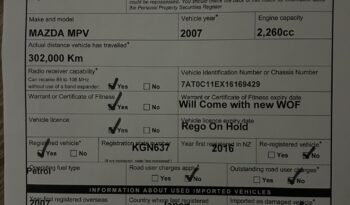 
									Mazda MPV 2007 Self Contained Campervan full								