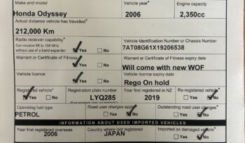 
									Honda Odyssey 2006 Self Contained Campervan full								